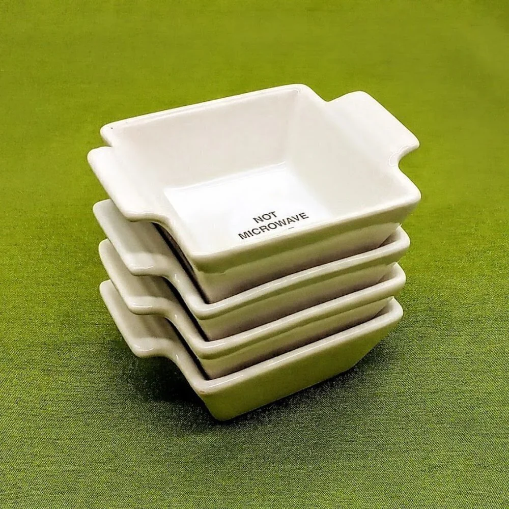 Set of 4 Pier 1 White Ceramic Square Dipping Bowls